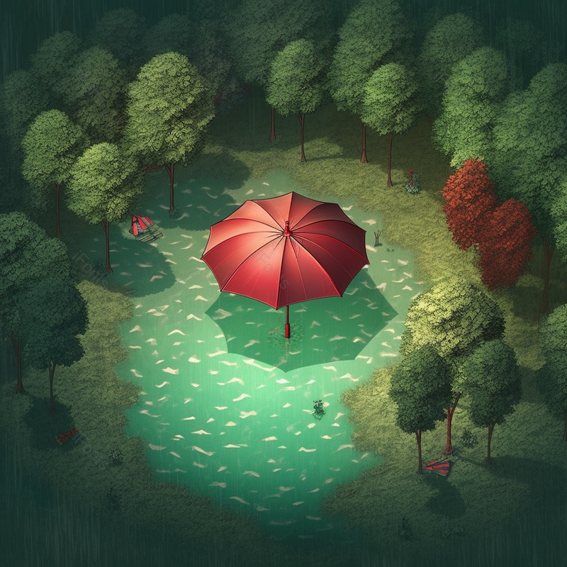 碧绿的丛林中间撑起一把红色的伞创意插画背景,插画/手绘图,插画/手绘图库,插画/手绘图下载,插画/手绘